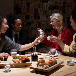 Couples at a restaurant