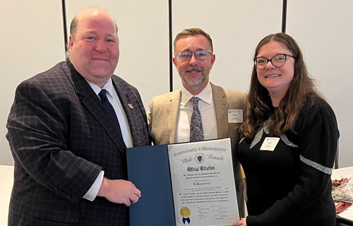 MA State Senator Paul Feeney presents CHR with citation