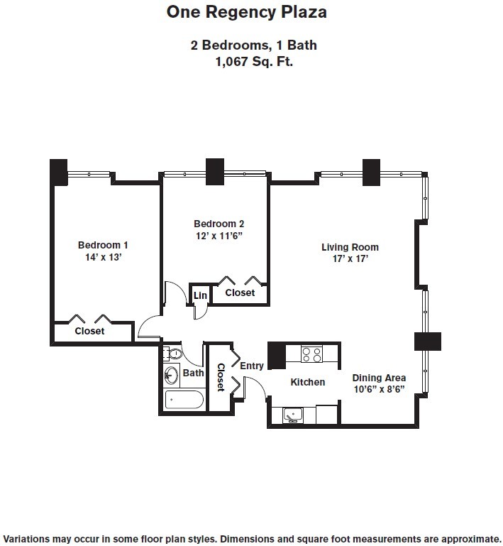 Regency Plaza Corporate Housing - 2 BD/1 BA 1067 SF