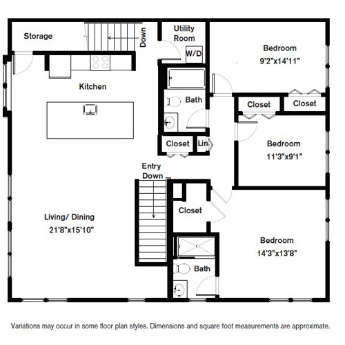 Floor plan - 3 beds 2 Full baths 1431 sq ft