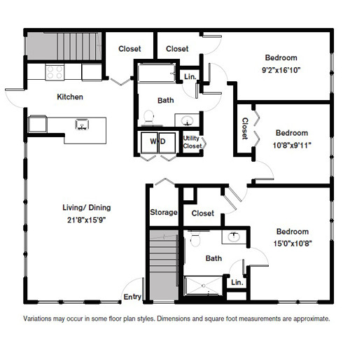 Floor plan - 3 beds 2 Full baths 1457 sq ft