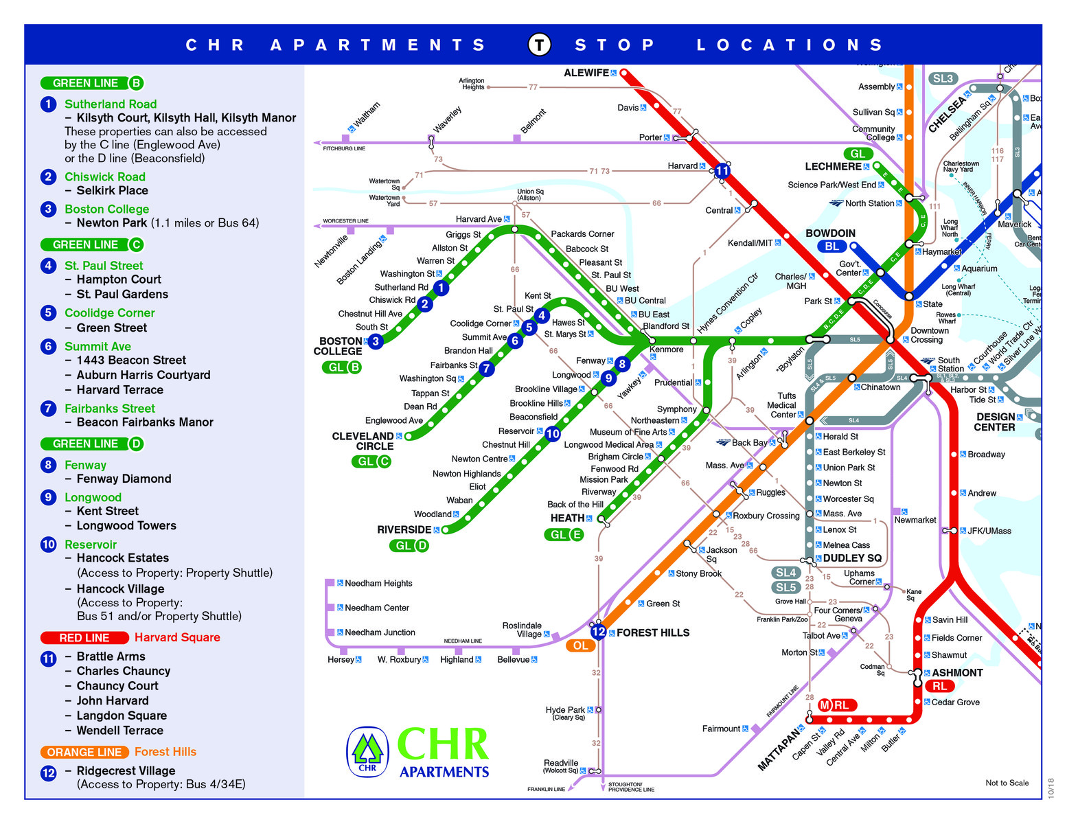 MBTA Map with CHR Locations near public transportation