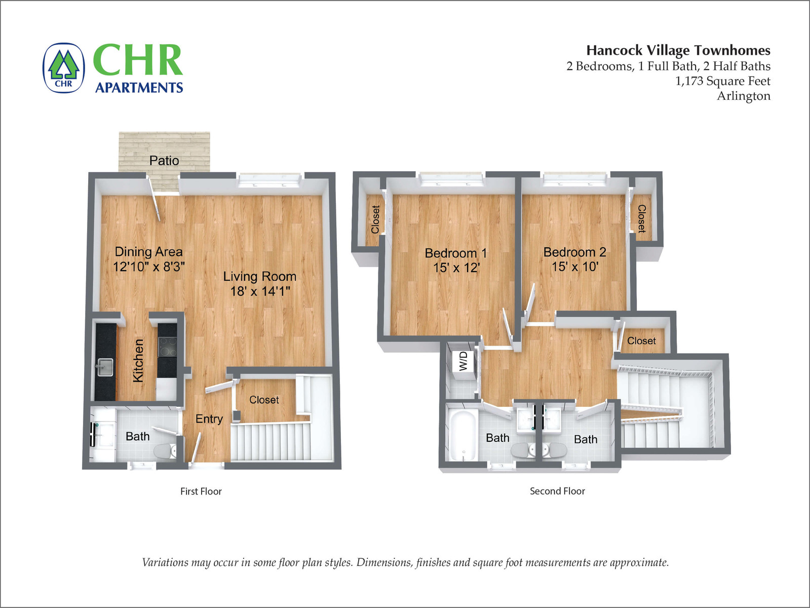 Hancock Village Townhome Apartment - 1173 SQ FT 2 Bed/1.5.5 Bath