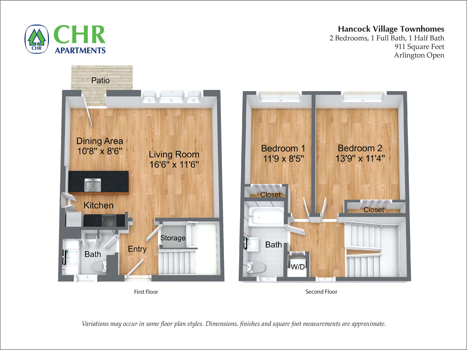 Hancock Village Townhome Apartment - 911 SQ FT 2 Bed/1.5 Bath