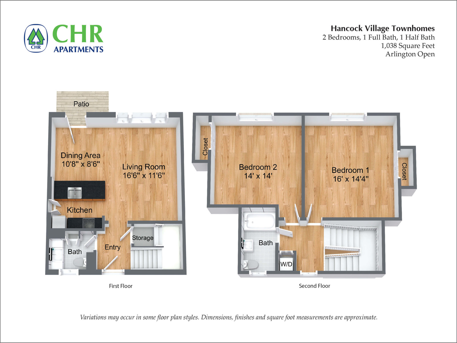 Hancock Village Townhome Apartment - 1038 SQ FT 2 Bed/1.5 Bath