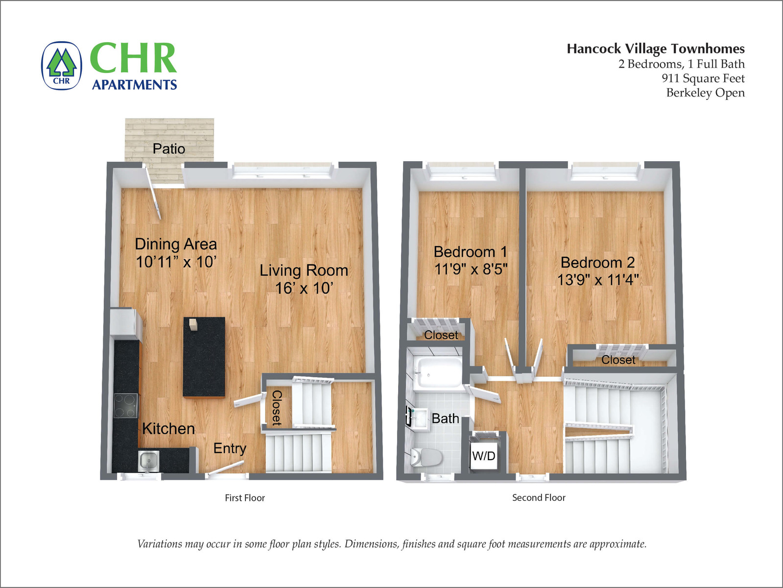 Hancock Village Townhome Apartment - 911 SQ FT 2 Bed/1 Bath