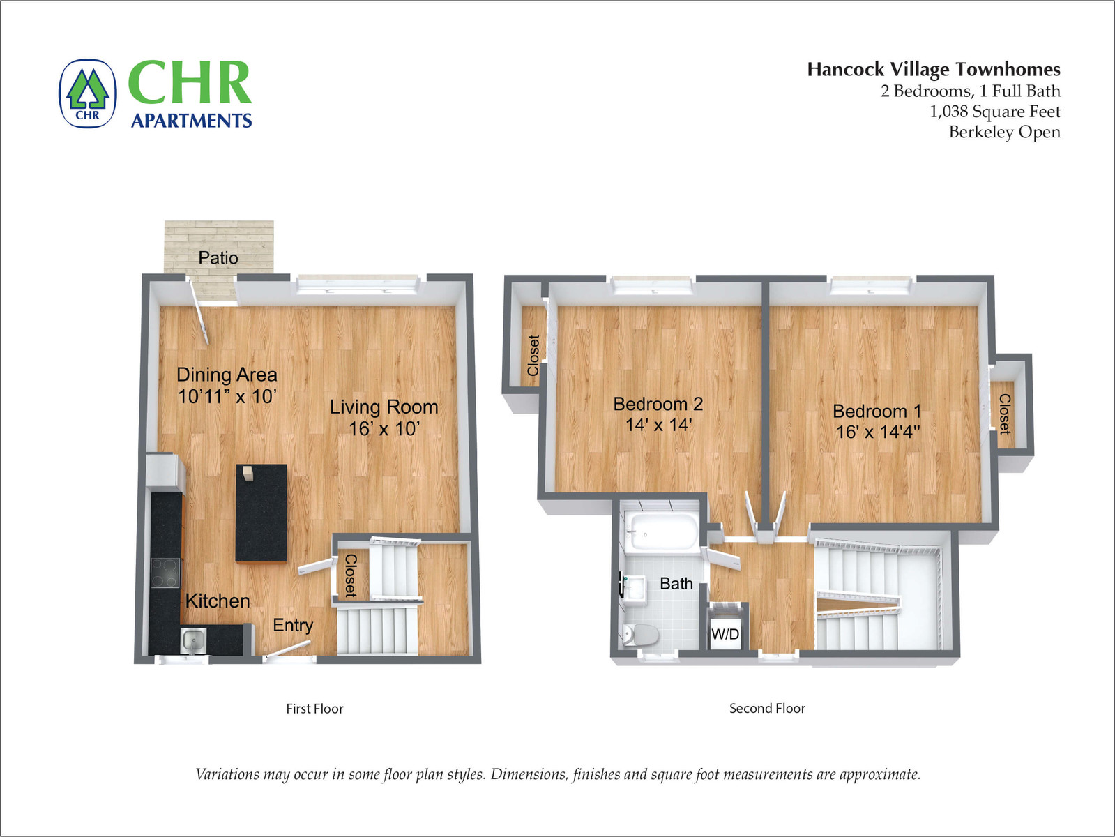 Hancock Village Townhome Apartment - 1038 SQ FT 2 Bed/1 Bath