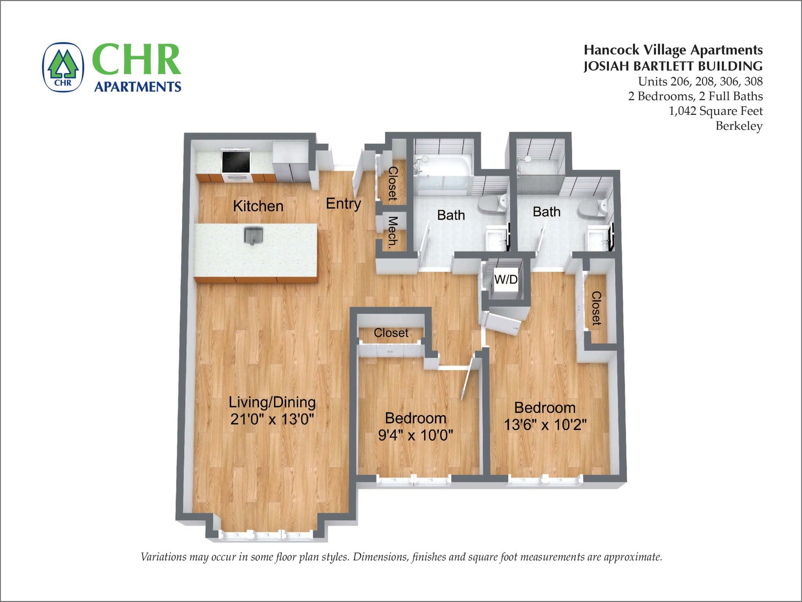 The Bartlett at Hancock Village - 2 Bedroom 1042 SF