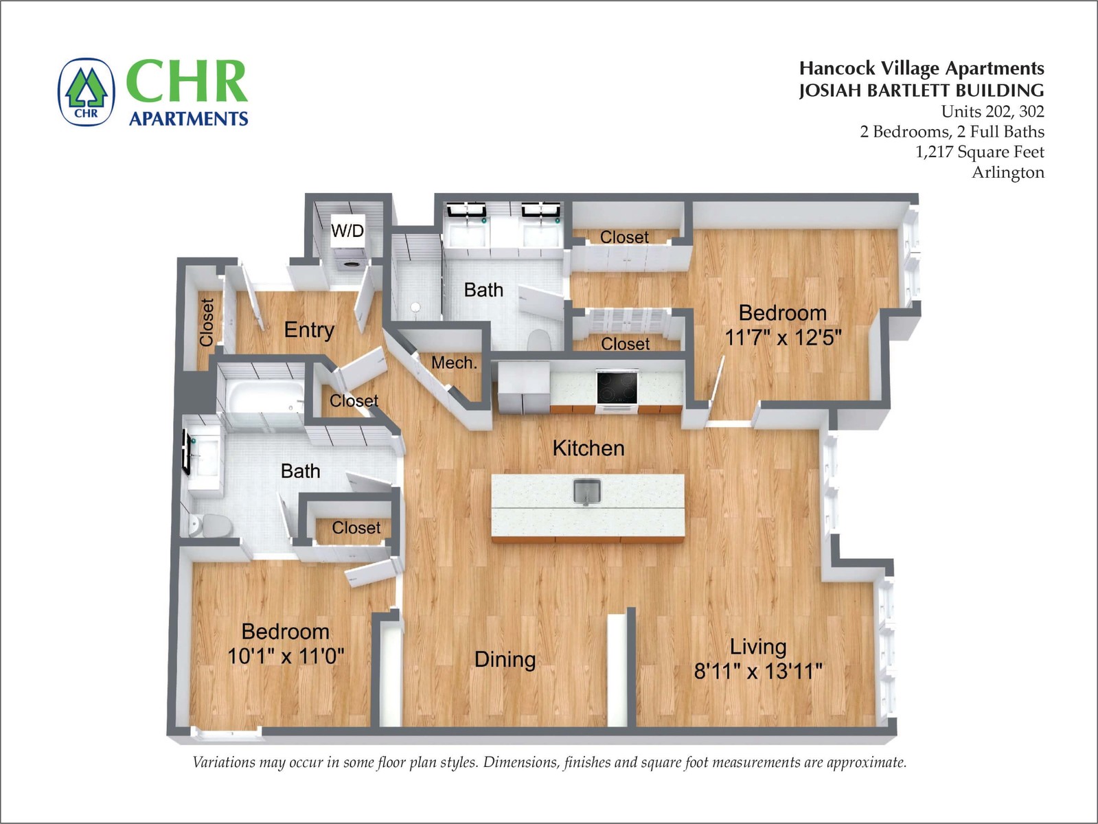 The Bartlett at Hancock Village - 2 Bedroom 1217 SF