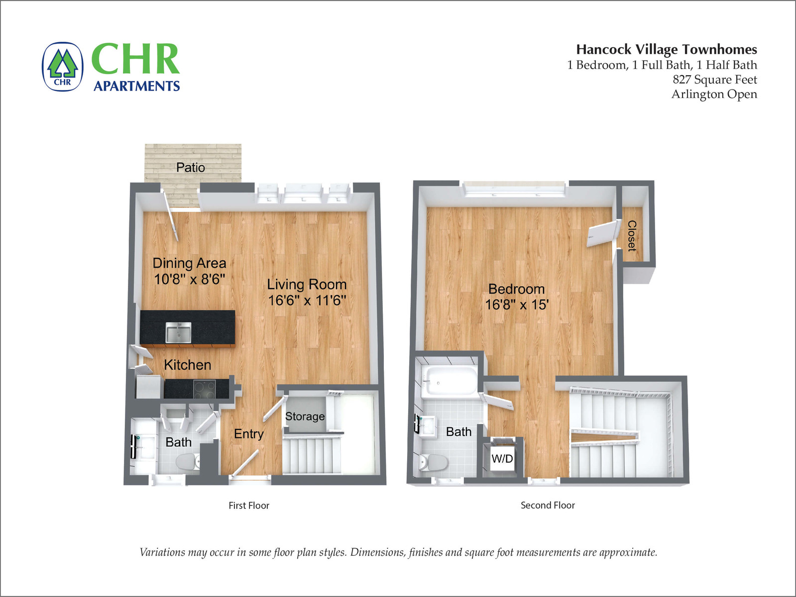 Hancock Village Townhome Apartment - 827 SQ FT 1 Bed/1.5 Bath