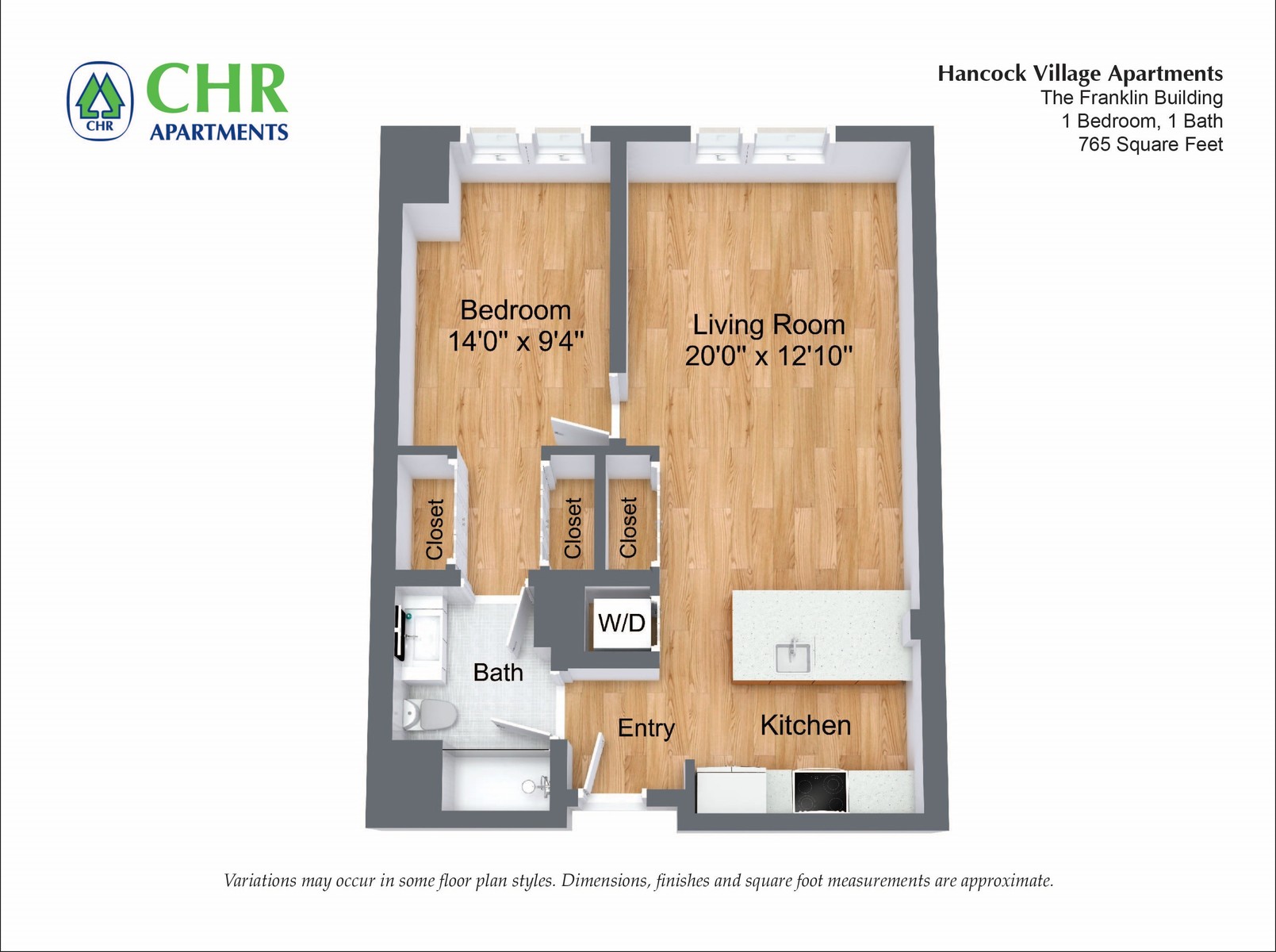 The Franklin at Hancock Village - 1 Bed 765 SF