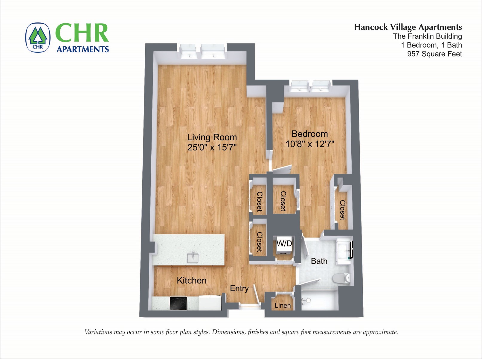 The Franklin at Hancock Village - 1 Bed 957 SF