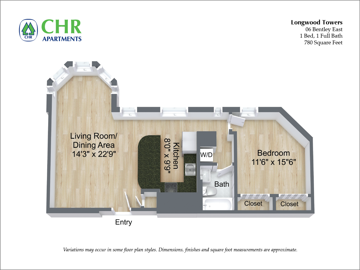 1 BD/1 BA - 06 Bentley East 780 SQ FT