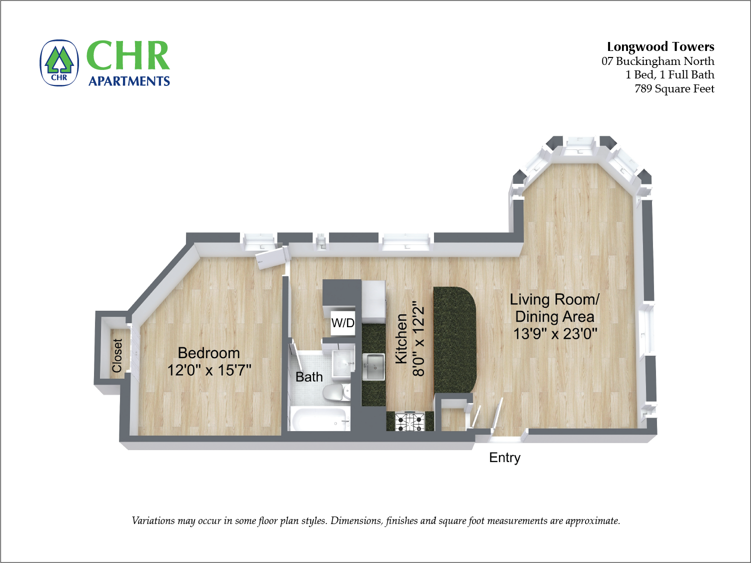 1 BD/1 BA - 07 Buckingham North 789 SQ FT