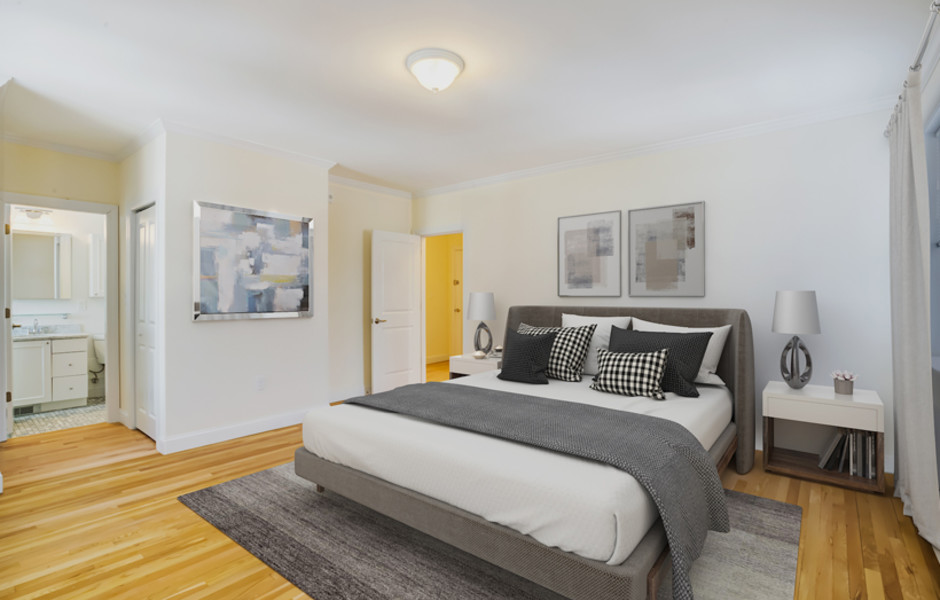 Bedroom in Auburn Harris Courtyard Brookline MA Apartments