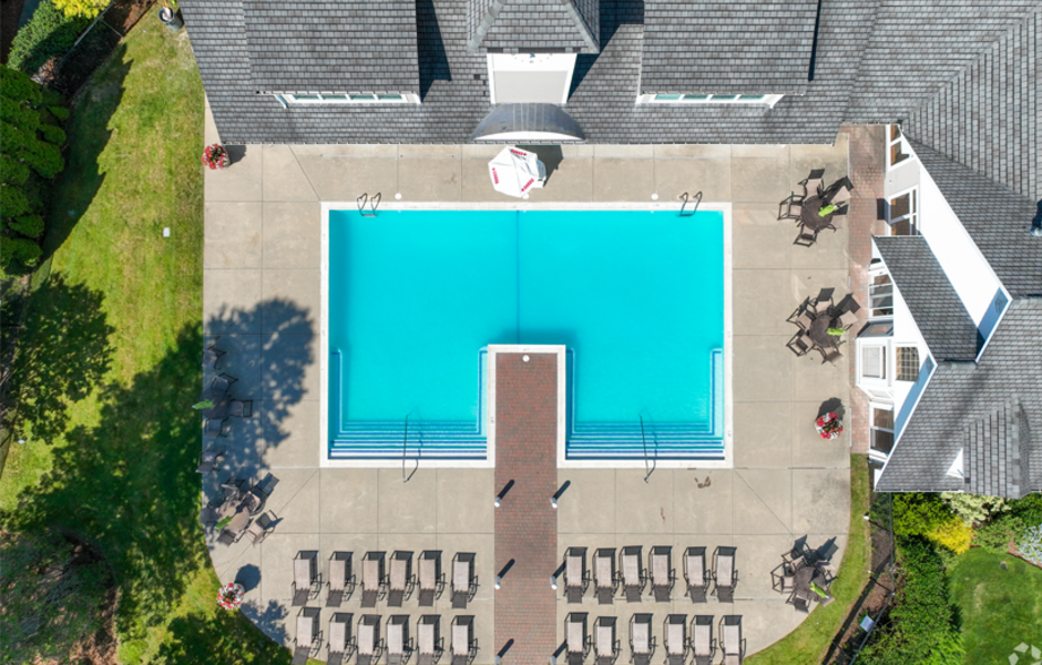 Bird's-eye view of outdoor pool