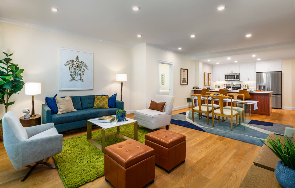 The Adams at Hancock Village - Living Room & Kitchen